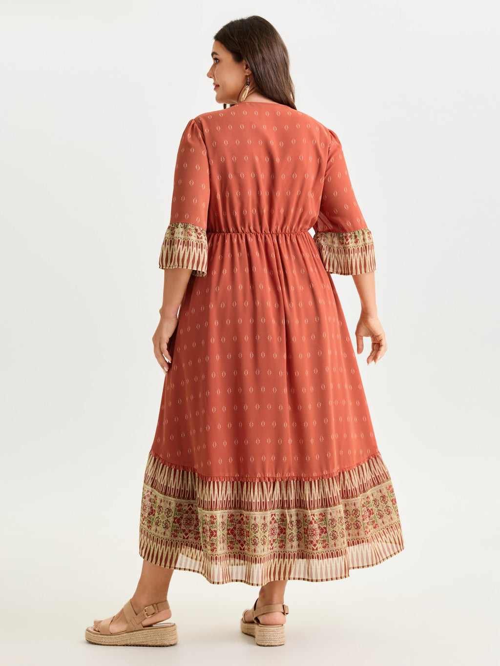 Boho Geometric Print Wrap Maxi Dress