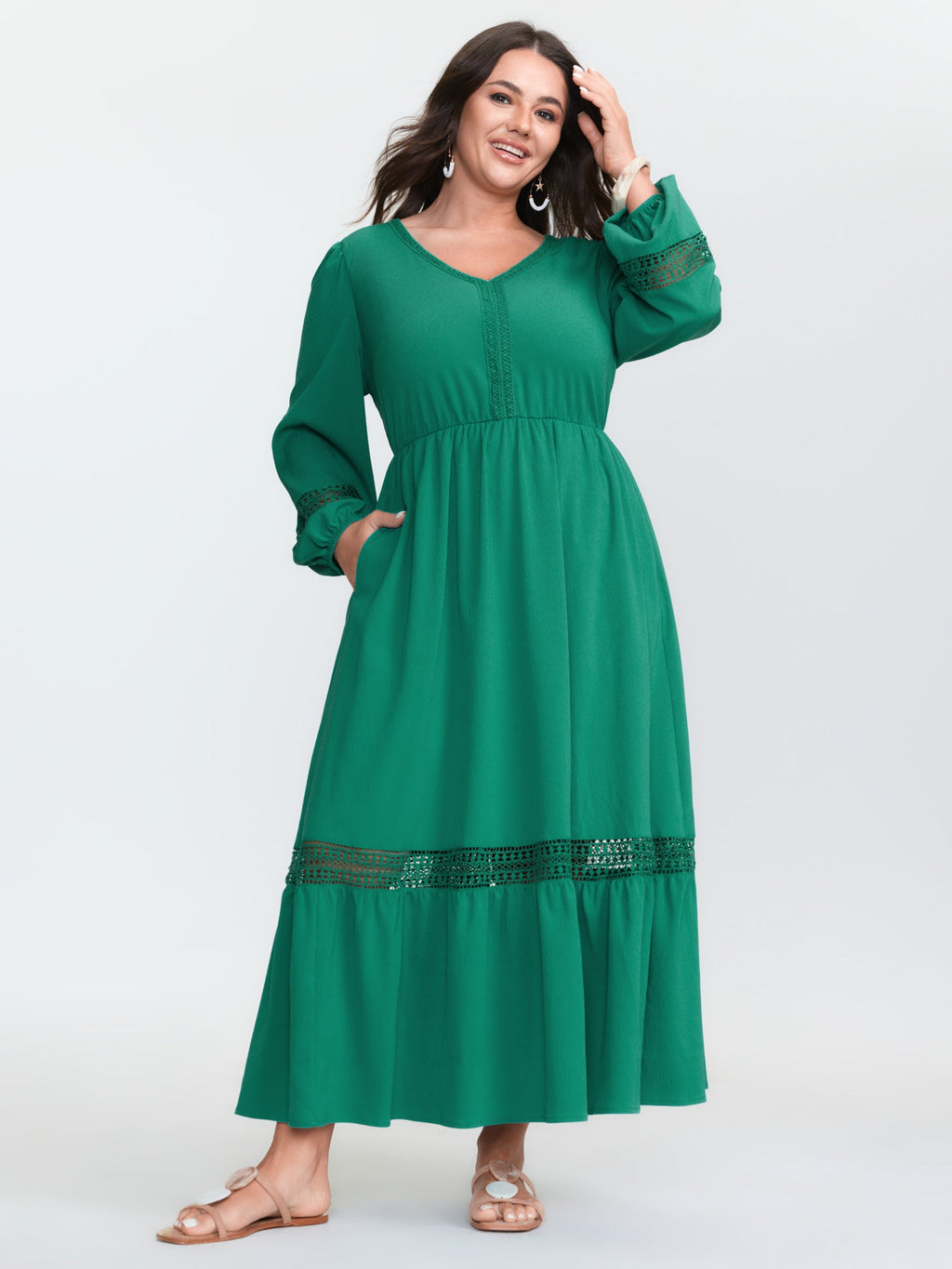 Supersoft Lace Trim Tiered Maxi Dress