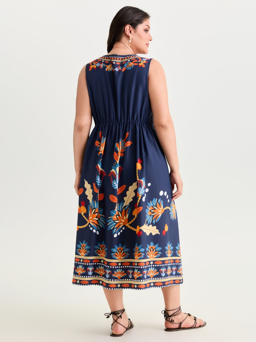 Floral Drama Cinched-Waist Maxi Dress