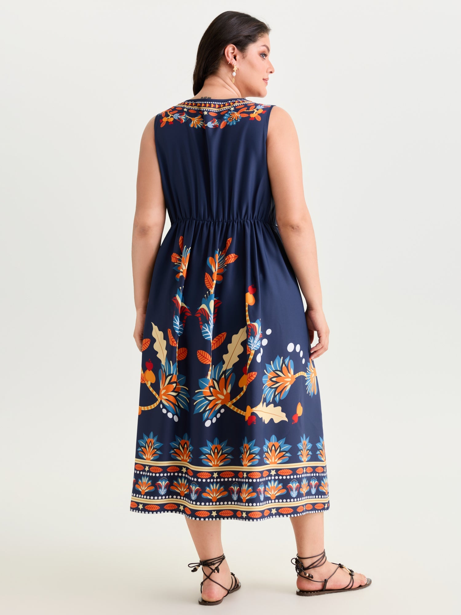 Floral Drama Cinched-Waist Maxi Dress