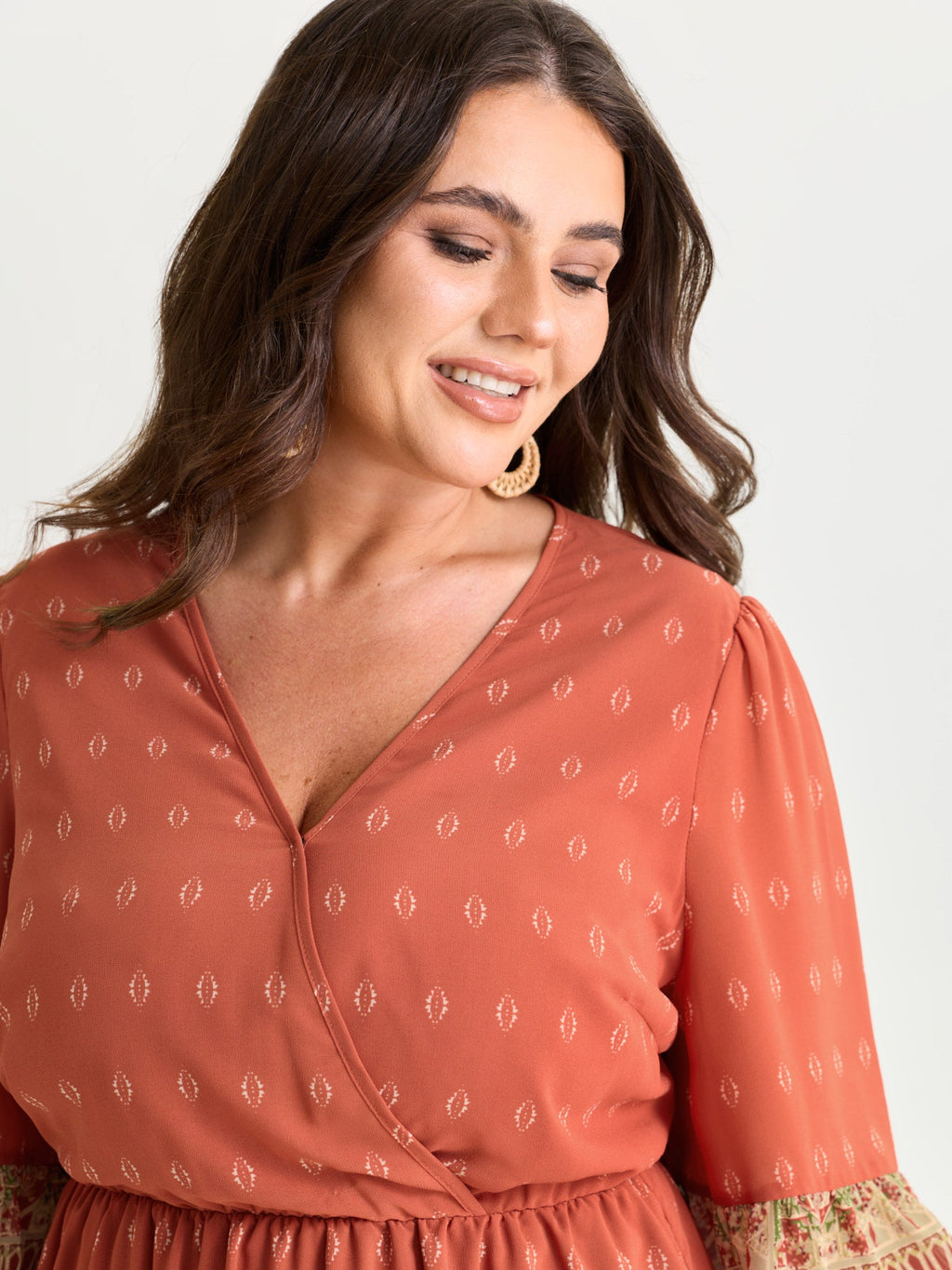 Boho Geometric Print Wrap Maxi Dress