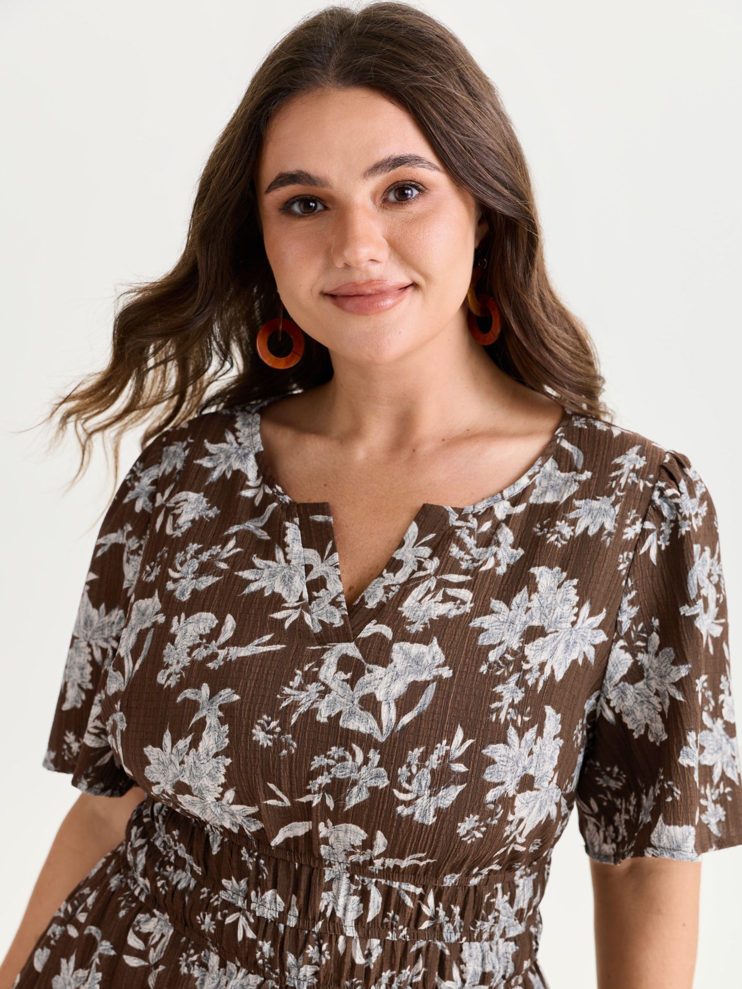 Textured Shirred Cinched Waist Maxi Dress
