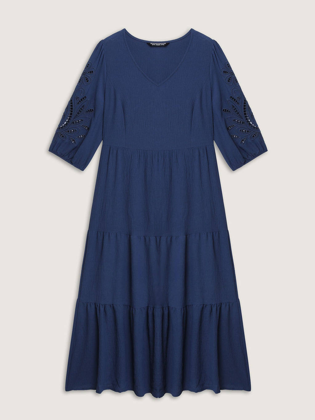 Floral Cut-Out Embroidery Tiered Maxi Dress