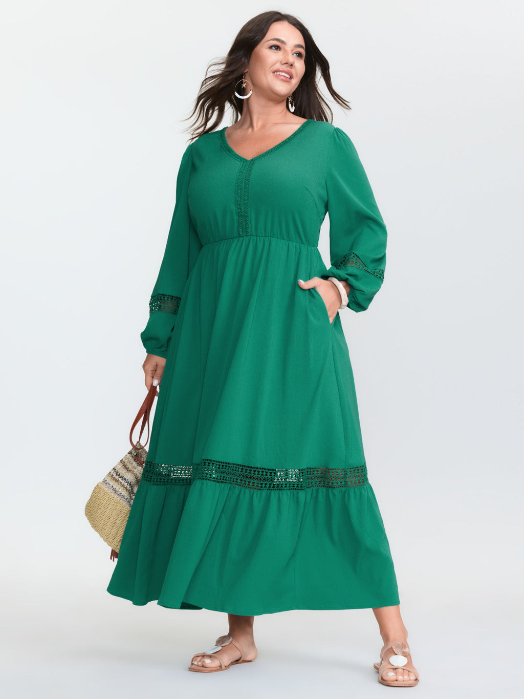 Supersoft Lace Trim Tiered Maxi Dress