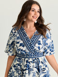 Floral Print Wrap-Neck Pocket Midi Dress