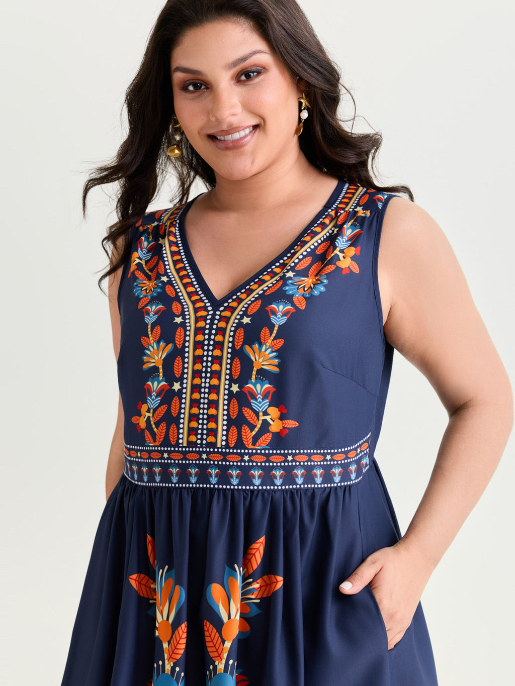 Floral Drama Cinched-Waist Maxi Dress
