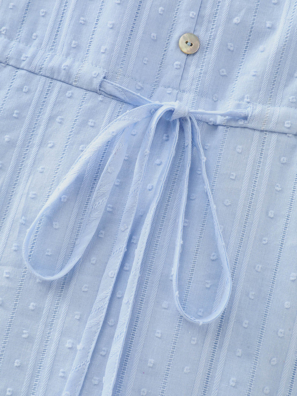 Cotton Striped Waist-Drawstring Tiered Midi Dress