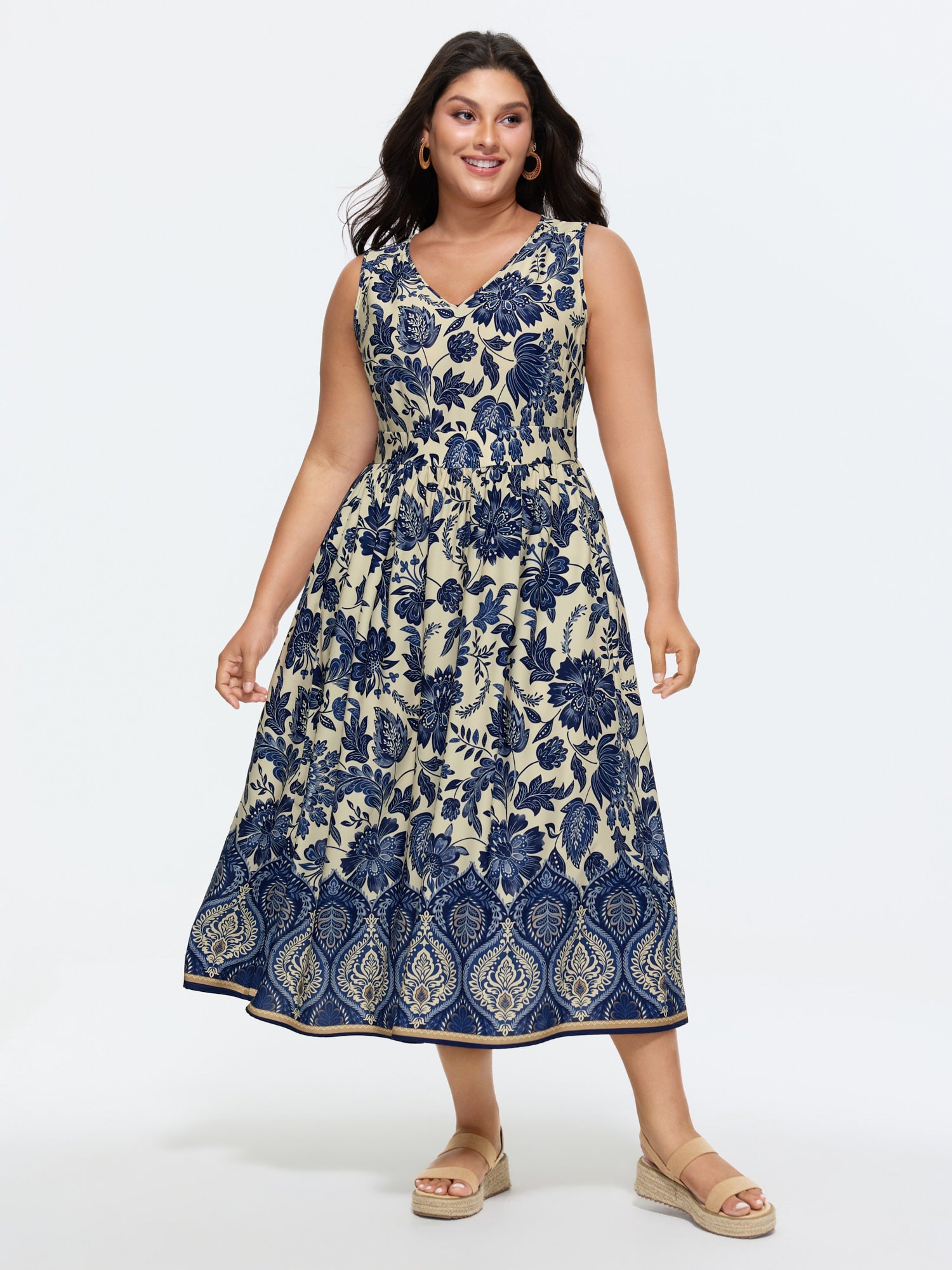 Floral Drama Cinched-Waist Maxi Dress