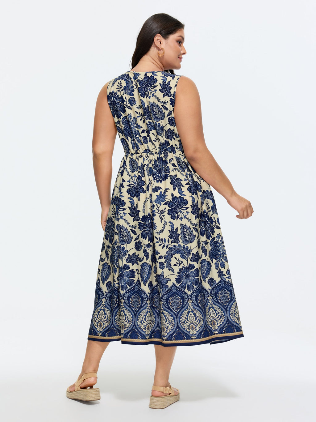 Floral Drama Cinched-Waist Maxi Dress