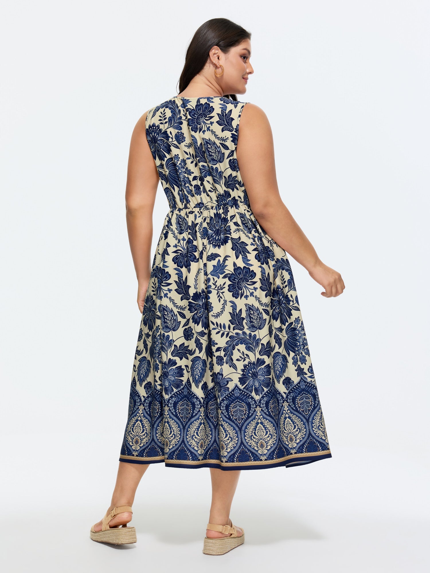 Floral Drama Cinched-Waist Maxi Dress