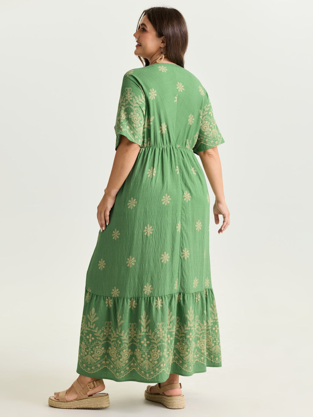 Surplice Neck Split Side Pockets Maxi Dress