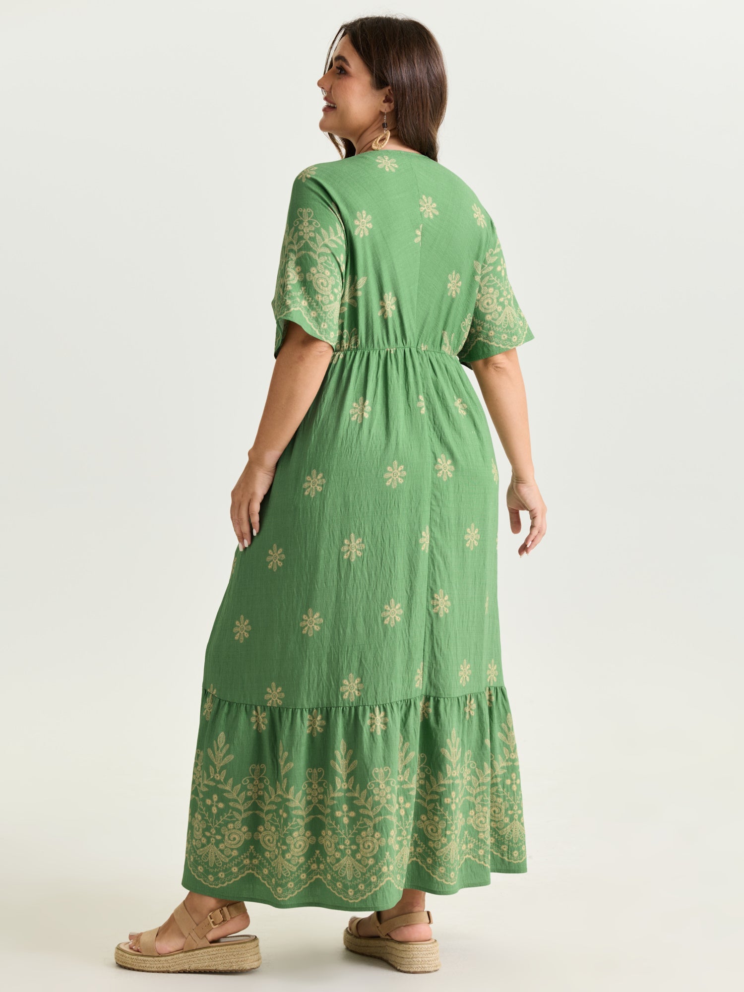 Surplice Neck Split Side Pockets Maxi Dress