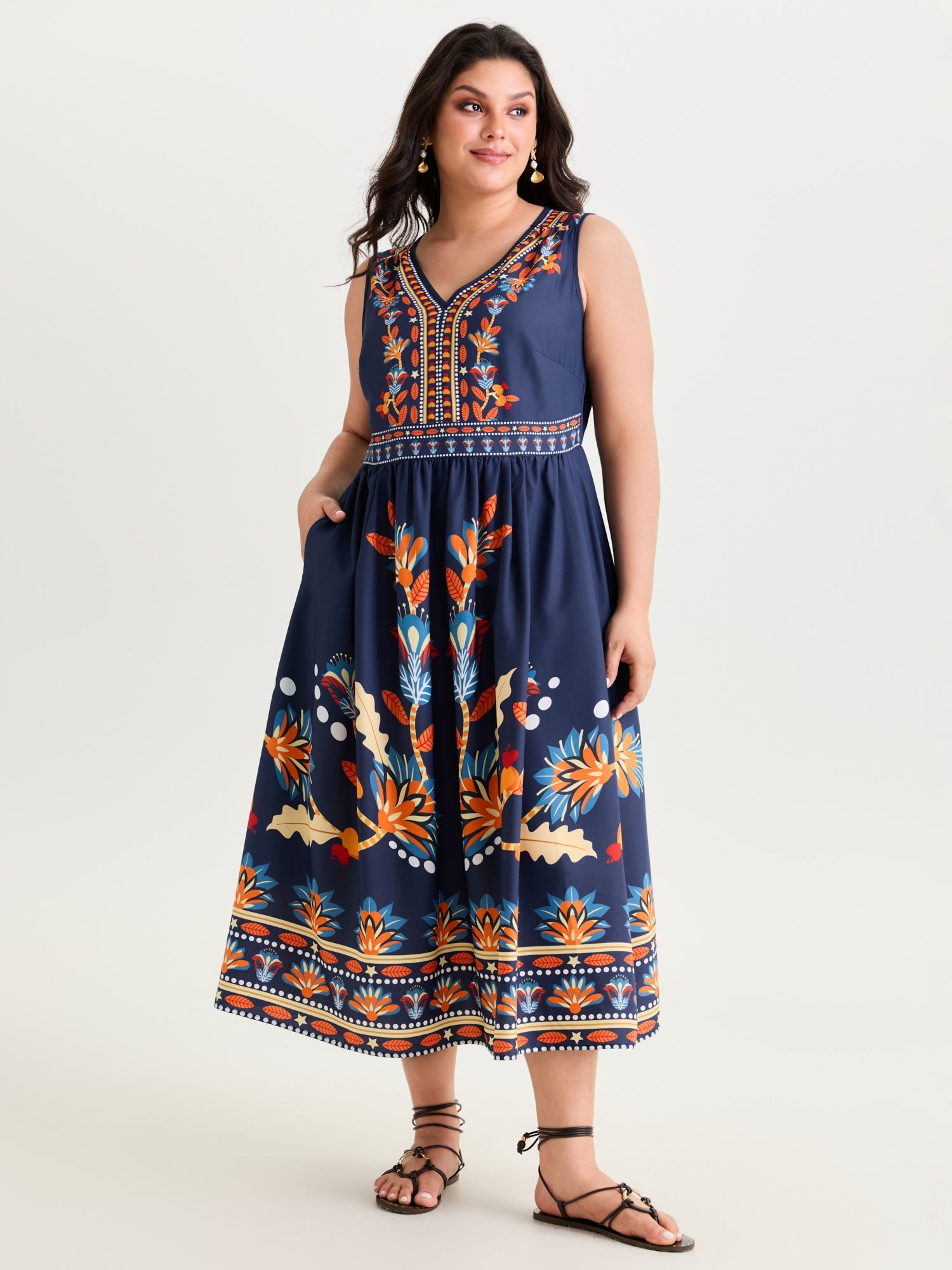 Floral Drama Cinched-Waist Maxi Dress