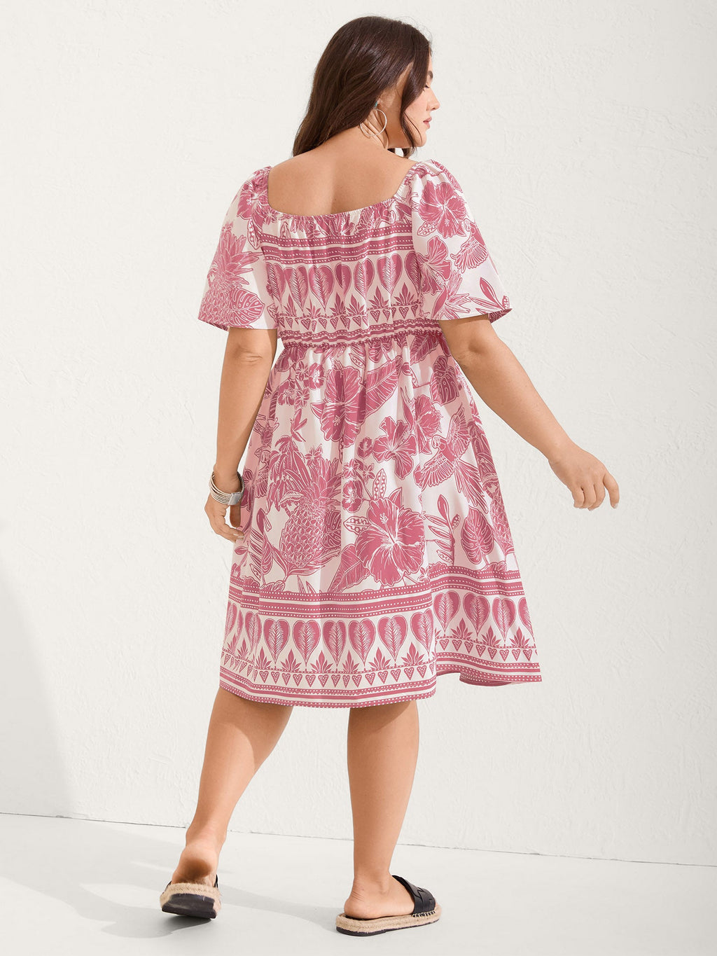 Boho Print Fit Flare Pockets Mini Dress