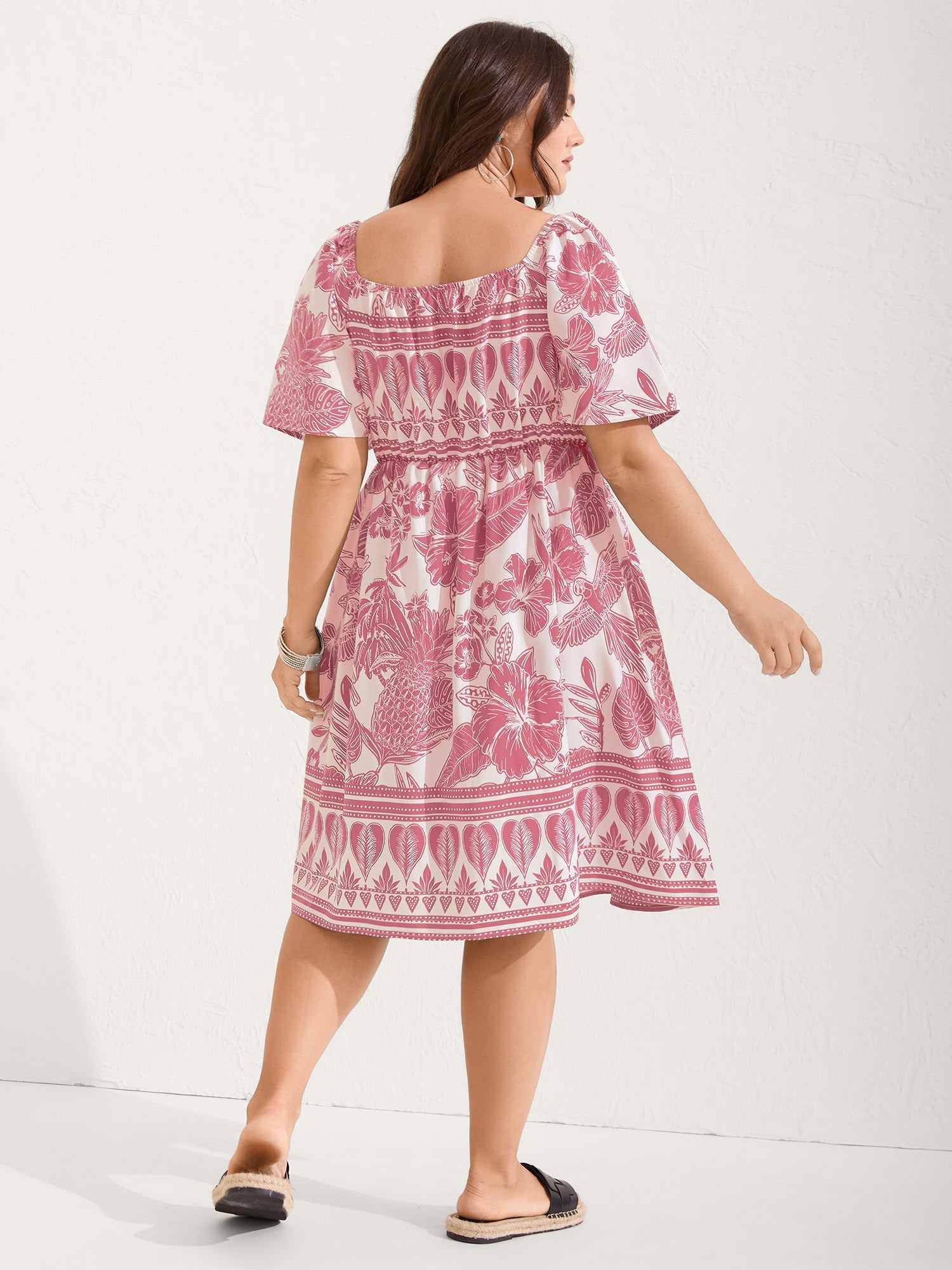 Boho Print Fit Flare Pockets Mini Dress