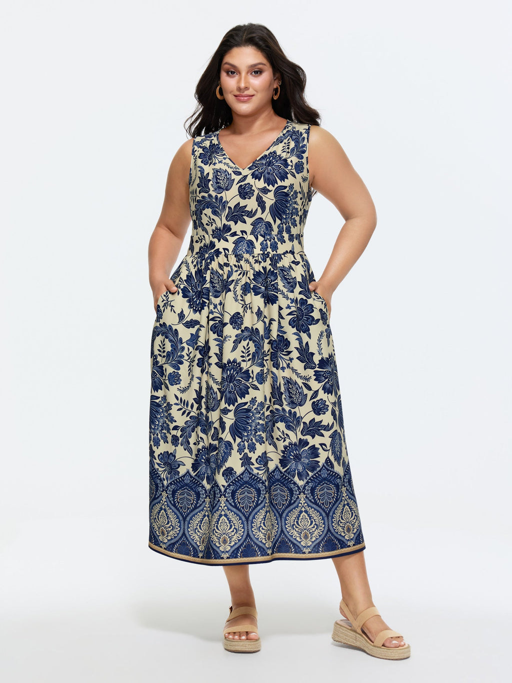 Floral Drama Cinched-Waist Maxi Dress